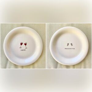 TWO WILLIAMS SONOMA PARTY COCKTAIL BITES PLATES CHEERS THEME